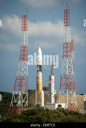 Un giapponese H-IIA rocket portando la NASA-Japan Aerospace Exploration Agency (JAXA), precipitazione globale di misurazione (GPM) Core Foto Stock