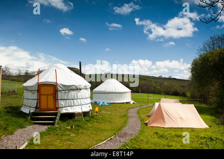 Regno Unito, Inghilterra, Devon, Est Yarde, Yarde Orchard Bunkhouse campeggio, yurta e tende Foto Stock