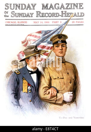 Anziani La guerra civile veterano tenendo premuto sul braccio del 1908 esercito USA OFFICER 1900s Foto Stock