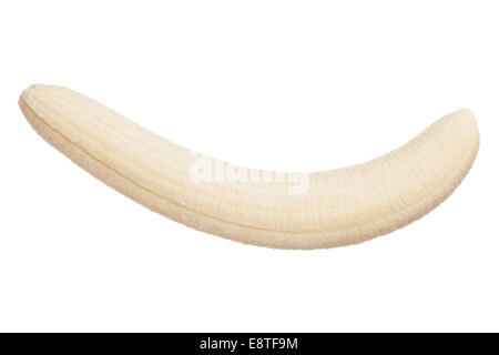 Pelato intero banana isolato su sfondo bianco, close up Foto Stock