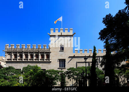 Lonja de la Seda (seta Exchange) Edificio di stile tardo gotico del XV secolo, la città di Valencia, Spagna, Europa. Foto Stock