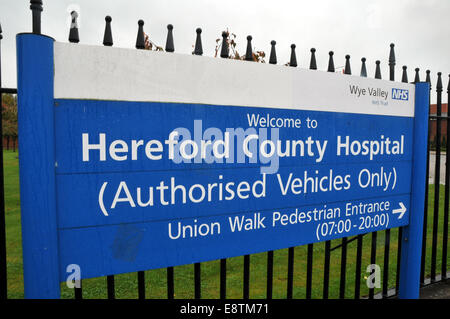 Hereford REGNO UNITO 14 Ottobre Wye Valley NHS Trust è stato messo nel "misure speciali" dalla qualità di cura Commissione (CQC). Credito: Andrew Compton/Alamy Live News Foto Stock