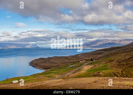 Paesaggio scattate dalla strada vicino a Akureyri in Islanda. Foto Stock