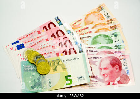 La lira turca e euro Foto Stock