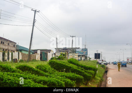 Strade di Oshogo, una città in stato di Osun, Nigeria Foto Stock