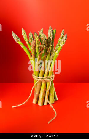 Mazzetto di asparagi legati con spago Foto Stock