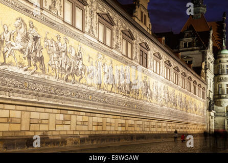 La Processione dei Principi Furstenzug murale, Dresda, Sassonia, Germania Foto Stock