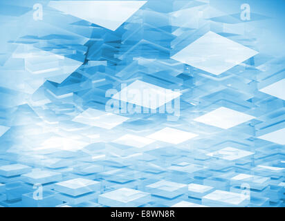 Abstract 3d sfondo digitale con luce caselle blu Foto Stock