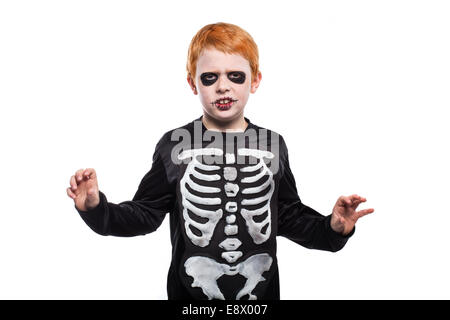 Adorabili capelli rossi boy dissimulata in halloween Foto Stock