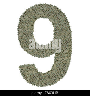 Numero 9 fatta di vecchio e sporco e microprocessori Foto Stock