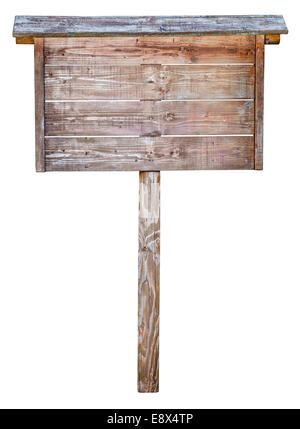 Marrone Vintage cartello in legno isolato su sfondo bianco. Il file contiene un percorso di clipping. Foto Stock