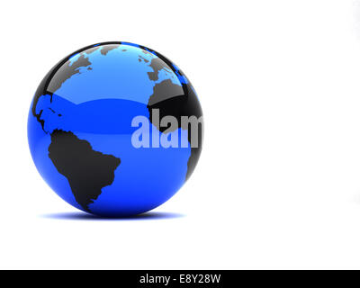 3d terra blu su sfondo bianco Foto Stock