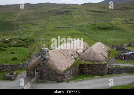 Blackhouse Gearannan Village Carloway isola di Lewis Ebridi Esterne della Scozia Foto Stock