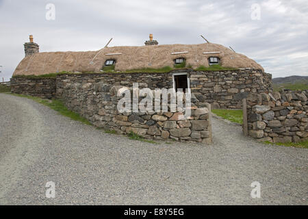 Blackhouse Gearannan Village Carloway isola di Lewis Ebridi Esterne della Scozia Foto Stock