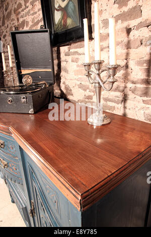 Shabby Chic art nouveau blu credenza Foto Stock