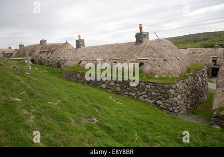 Blackhouse Gearannan Village Carloway isola di Lewis Ebridi Esterne della Scozia UK Foto Stock