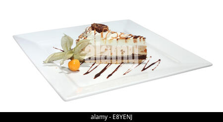 Torta di cioccolato, caramello e della crema di latte Foto Stock