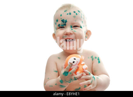 Allegro bambino malato una varicella Foto Stock