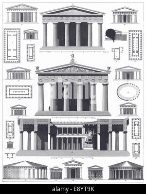 Le illustrazioni incise della peste templi greci da enciclopedia iconografico della scienza, letteratura e arte, 1851. Foto Stock