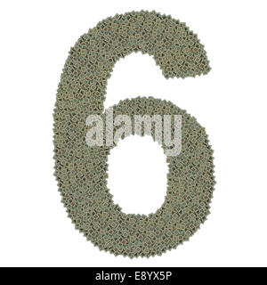 Numero 6 fatta di vecchio e sporco e microprocessori Foto Stock