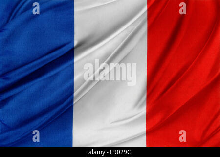 Primo piano della seta bandiera francese Foto Stock