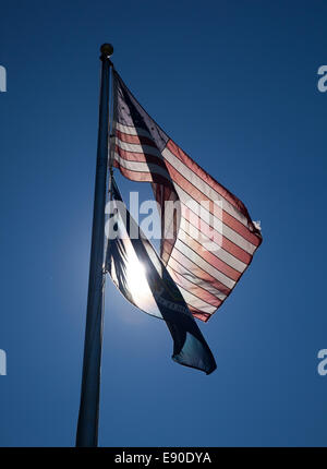 Backlit U.S. Flag Foto Stock