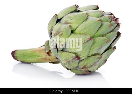 Verdi maturi vegetale di carciofo isolato Foto Stock