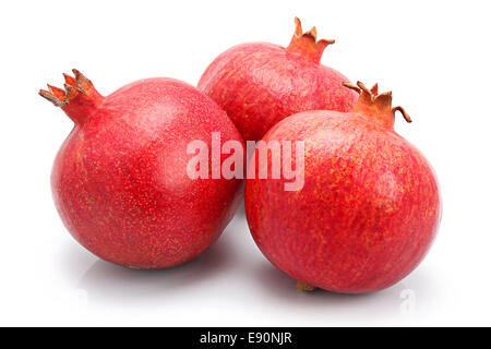 Tre frutti di melograno isolato Foto Stock