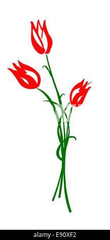 Disegno tulip isolati su sfondo bianco Foto Stock