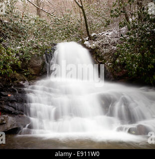 Laurel cade nelle Smoky Mountains nella neve Foto Stock