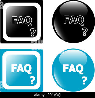 FAQ pulsante in colori blu e nero Foto Stock