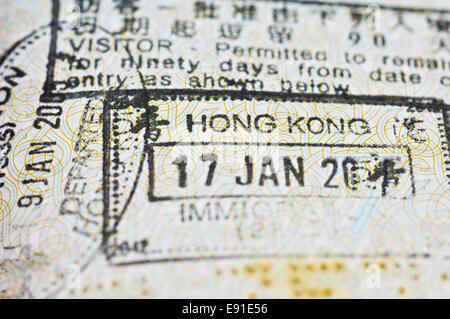 Passaporto Francobolli da hong kong Foto Stock