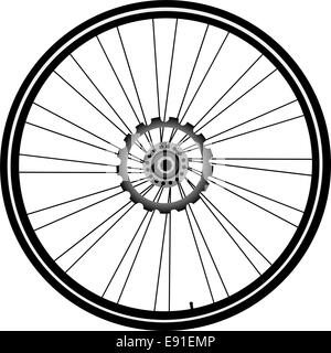 Ruota di bicicletta isolato su bianco Foto Stock