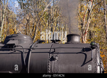 Treno a vapore poteri lungo la ferrovia Foto Stock