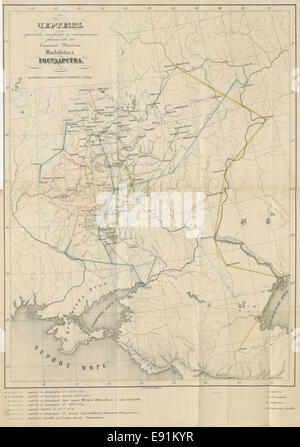 (1846) Karte der Krim-Chanate in der Ucraina und SC3BCdrusslands, Grenzverschiebungen vom 16. bis 17. Jahrhundert Foto Stock