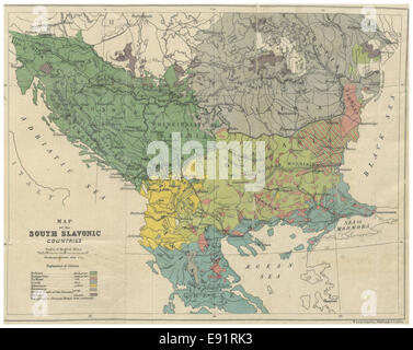 (1877) Mappa del sud PAESI SLAVI Foto Stock