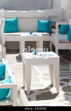 Cafe nell'isola di Paros Grecia Foto Stock