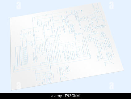 Il disegno di uno schema del circuito elettrico Foto Stock