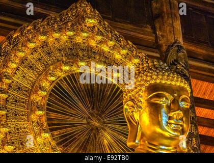 Lateralmente il colpo di Buddha faccia plus stile pavone telaio posteriore. Foto Stock