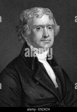 Thomas Jefferson (1743-1826), terzo presidente degli Stati Uniti, American padre fondatore e autore della dichiarazione di indipendenza, Ritratto Foto Stock