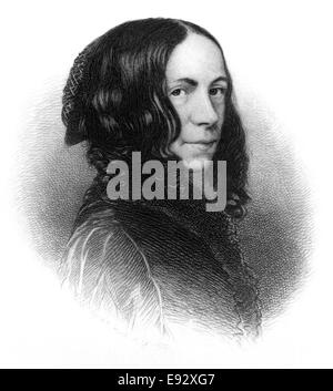 Elizabeth Barrett Browning (1806-61), eminente poeta inglese, Ritratto, incisione, circa 1876 Foto Stock