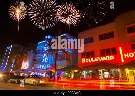ART DECO HOTEL Ocean Drive e South Beach Miami Beach Florida USA Foto Stock