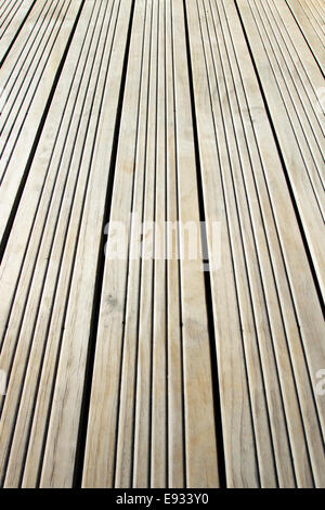 Primo piano di pavimento in pannelli di legno Foto Stock