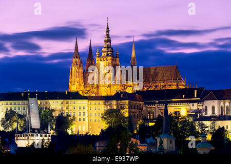Il castello e la Cattedrale di notte Foto Stock