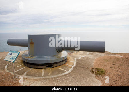 Noirmont Point batteria la gamma-torretta del finder sulla parte superiore del comando della metropolitana bunker. Foto Stock