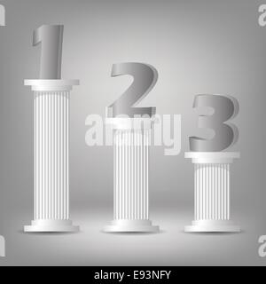 Illustrazione colorata con colonna greco su sfondo grigio Foto Stock