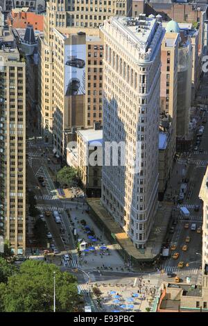 Vista aerea del Flatiron Building dall' Empire State Building di New York City, Stati Uniti d'America Foto Stock