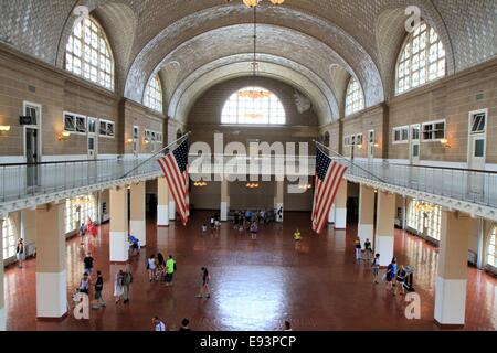 Ellis Island registry room di New York City, Stati Uniti d'America Foto Stock
