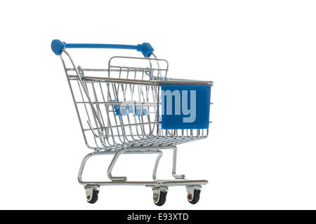 Carrello spesa isolato su bianco Foto Stock