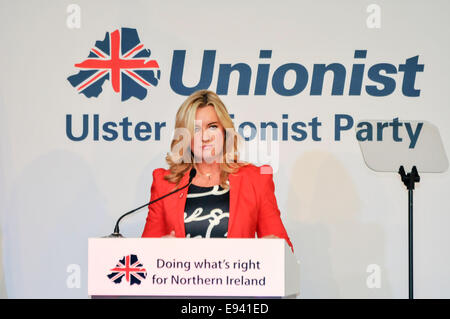 Belfast, Irlanda del Nord. Xviii oct, 2014. Joanne Dobson, MLA per Bann superiore e Westminster candidato per l'Ulster Partito unionista all'Ulster unionista credito Conferenza: Stephen Barnes/Alamy Live News Foto Stock